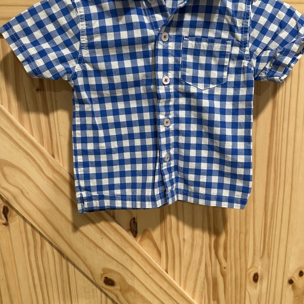Carter's Blue and White Checkered Button Down Shirt